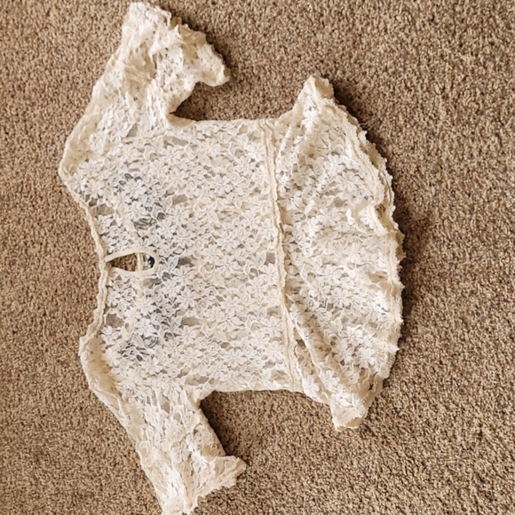 Free People lace/ crochet cream top - Picture 7 of 8